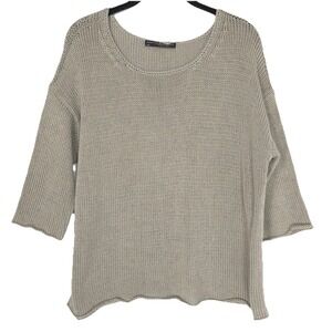 PERUVIAN CONNECTION‎ Women's Top LARGE Open Knit Pima Cotton Drop Shoulder PERU